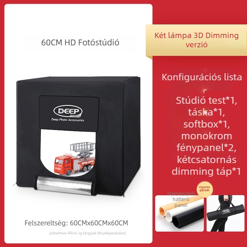 Fotózási készlet, Dep márka, modell DEEP60*60*60, LED softbox stúdió világításhoz, tanúsítvány BSTDG1601675631EC-1
