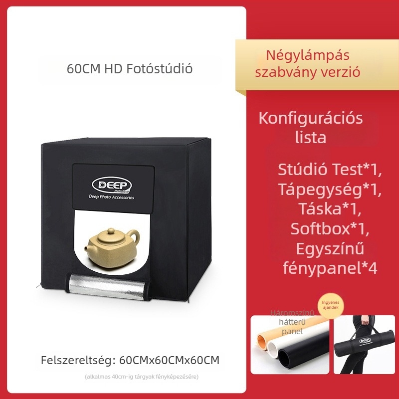 Fotózási készlet, Dep márka, modell DEEP60*60*60, LED softbox stúdió világításhoz, tanúsítvány BSTDG1601675631EC-1