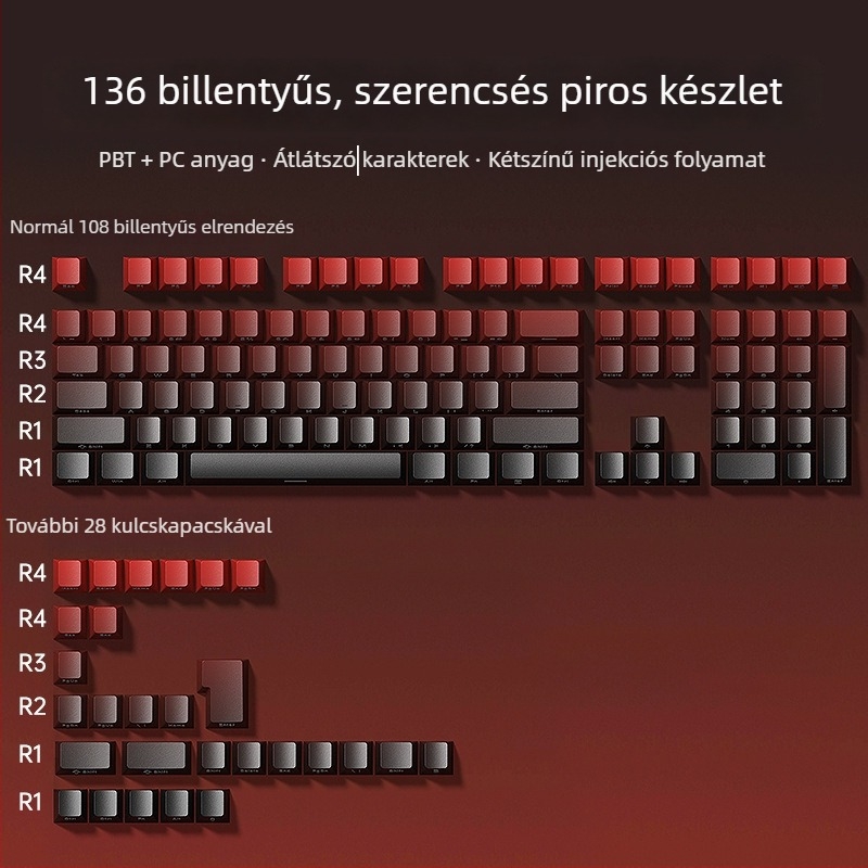 Aula Wolf Spider billentyűfedél készlet, ABS anyag, kábellel csatlakozik, 136 billentyű, háttérvilágítás nélkül