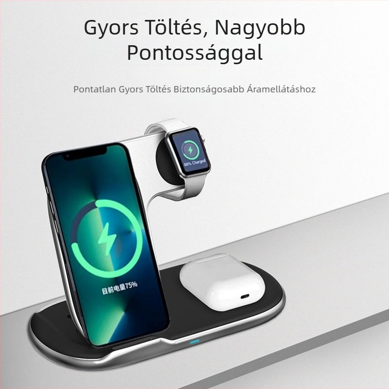 Összecsukható vezeték nélküli töltő órákhoz, 15W Qi mágneses gyors töltés, hordozható és univerzálisan kompatibilis