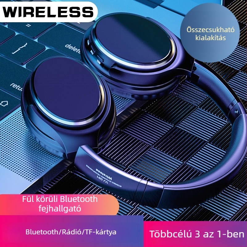 VJ901 Bluetooth fejhallgató, retro stílus, BT 6.0, 15 m hatótáv, összecsukható, 8 h akkumulátor-élettartam