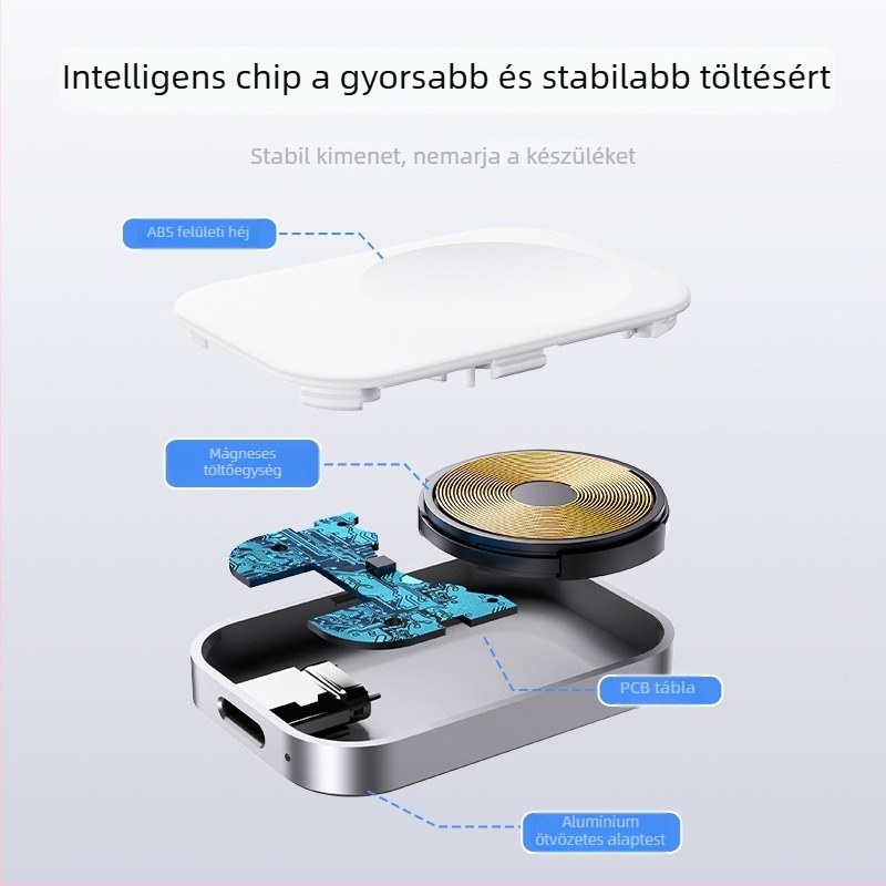 R7 mágneses vezeték nélküli óratöltő – Mini hordozható (QC3.0, 3W, Mágneses töltés, Gyors töltés)