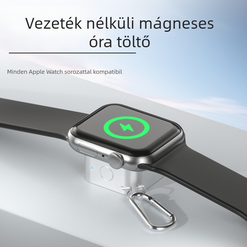 Mágneses Vezeték Nélküli Töltő 2,5W - Hordozható Power Bank Apple Watch-hoz, Bemenet 5V/1.2A, Type-C, Polimer Akkumulátor
