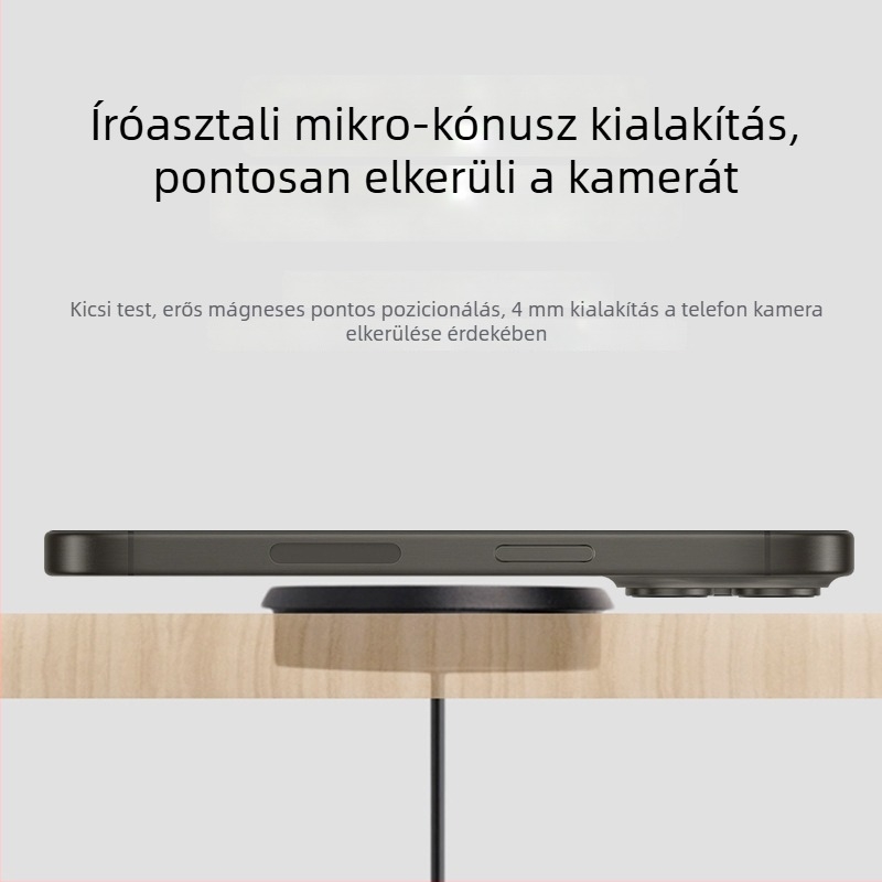 Asztali beépített mágneses vezeték nélküli töltő 25W, alumíniumötvözet, gyors töltés – alkalmas bútorokra, szállodákhoz és autókhoz