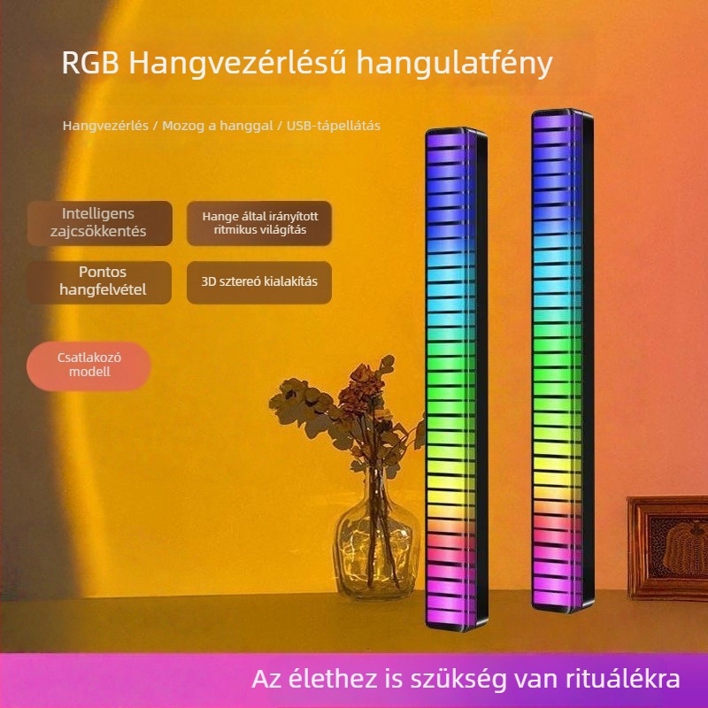3D belső autó LED zenei atmoszférával hangvezérléssel és ritmikus világítással, modell L026, ragasztószalaggal történő telepítés nyom nélkül