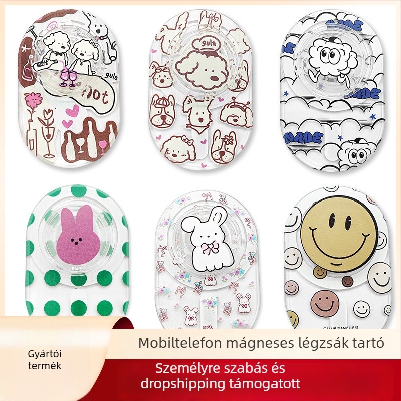 MagSafe autós telefon tartó, Cartoon stílusú, műanyag, összecsukható teleszkópos, testreszabható