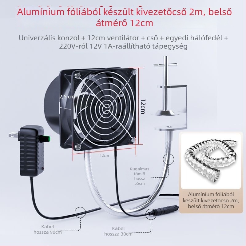 Univerzális konzolos ventilátor forrasztási füst elszívására – füst-elszívó, ablakos stílus