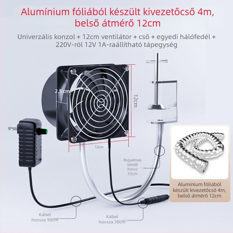 Univerzális konzolos ventilátor forrasztási füst elszívására – füst-elszívó, ablakos stílus