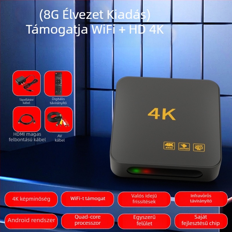 4K vezeték nélküli set-top doboz Wi-Fi, HDMI, USB, 128 MB memória
