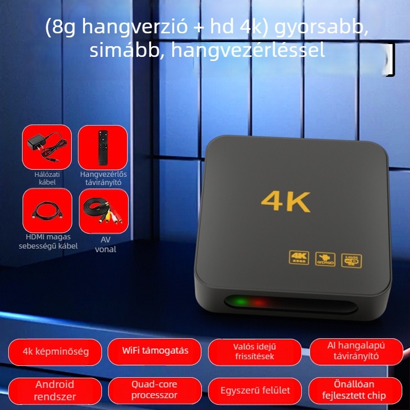 4K vezeték nélküli set-top doboz Wi-Fi, HDMI, USB, 128 MB memória