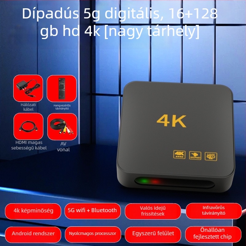 4K vezeték nélküli set-top doboz Wi-Fi, HDMI, USB, 128 MB memória
