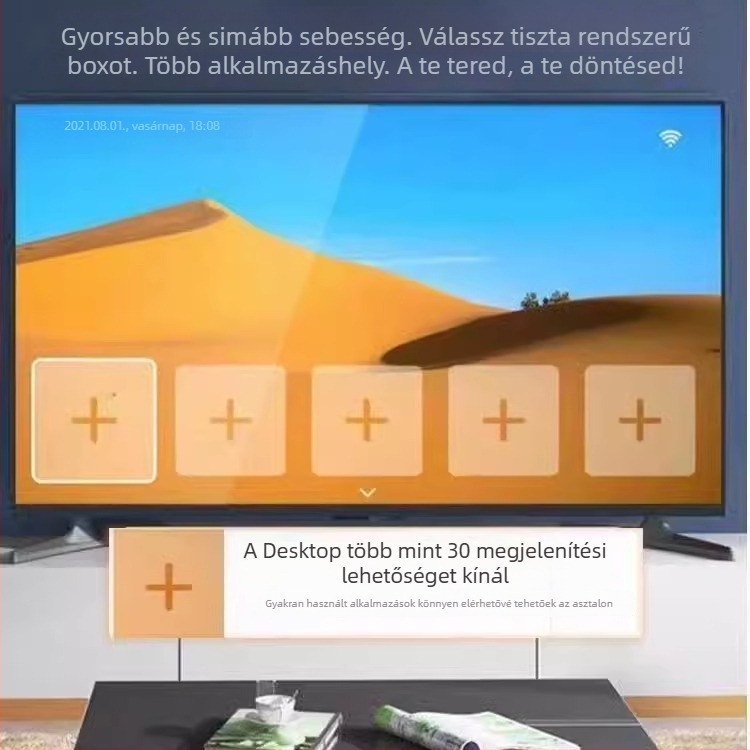 4K-s nyolcmagos TV box, 4GB RAM, 32GB tárhely, HDMI, Wi‑Fi