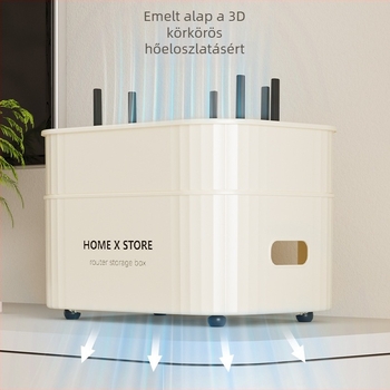 Kábel tároló doboz fedéllel, 35 L, PP+HIPS műanyag, egymásra tehető, nappali, hálószoba és dolgozószoba