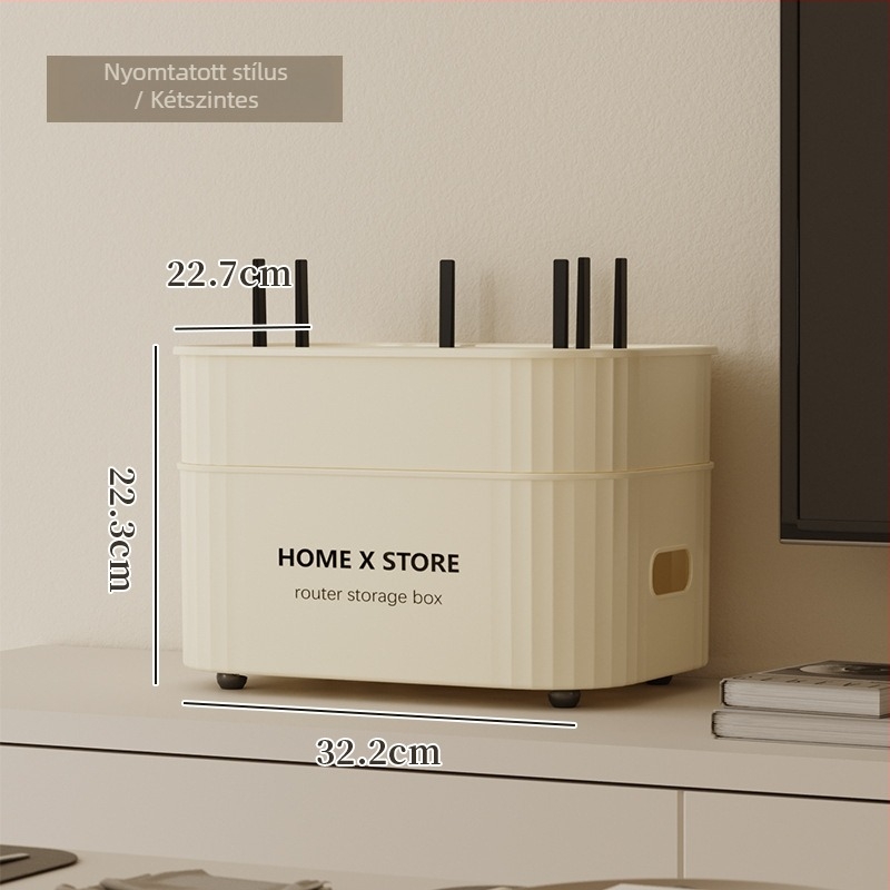 Kábel tároló doboz fedéllel, 35 L, PP+HIPS műanyag, egymásra tehető, nappali, hálószoba és dolgozószoba