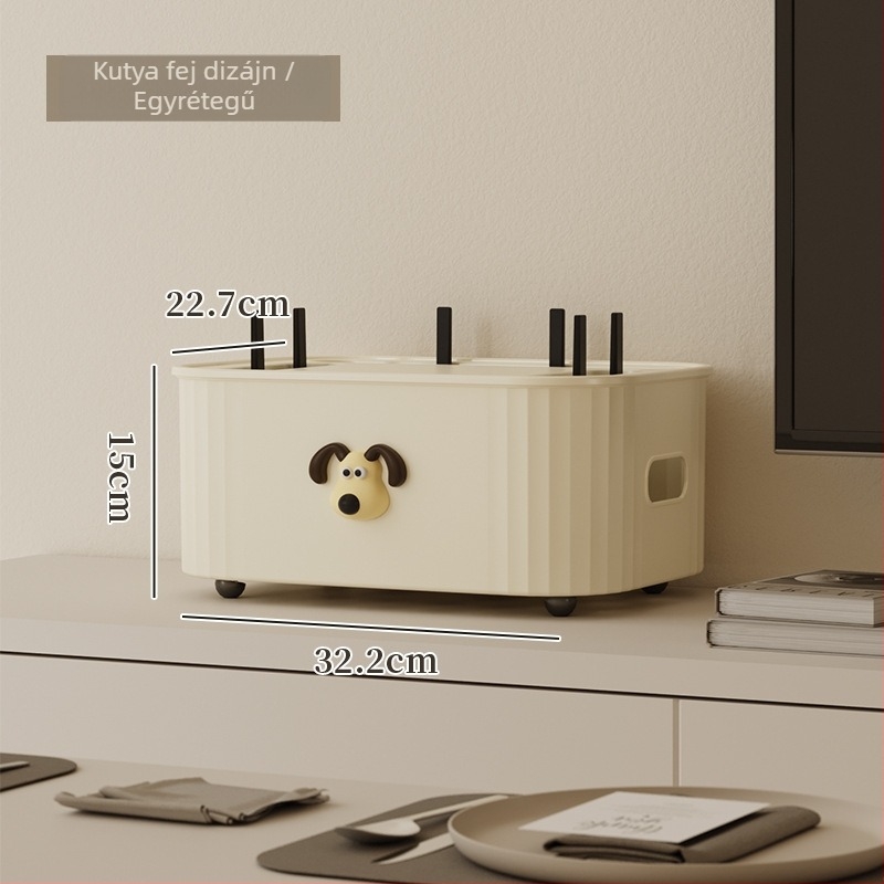 Kábel tároló doboz fedéllel, 35 L, PP+HIPS műanyag, egymásra tehető, nappali, hálószoba és dolgozószoba