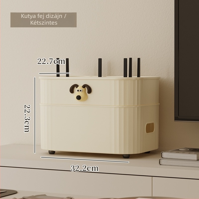 Kábel tároló doboz fedéllel, 35 L, PP+HIPS műanyag, egymásra tehető, nappali, hálószoba és dolgozószoba