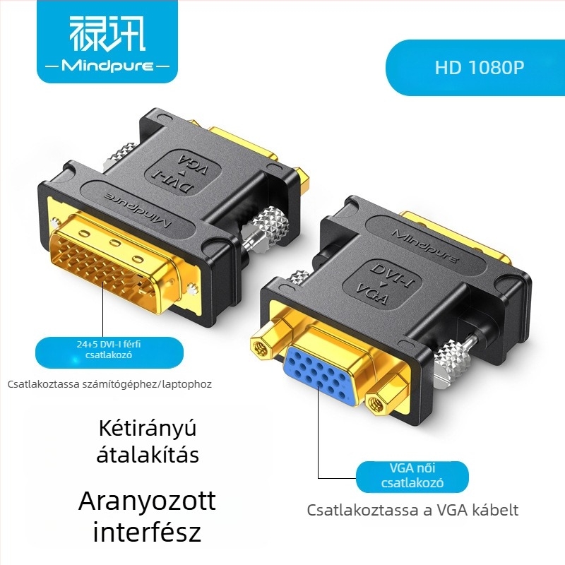 DVI–HDMI konverter | HDMI férfi a DVI női adapter, modell Ad048, aranyozott érintkezők, rézmag, 60 Hz adatátvitel