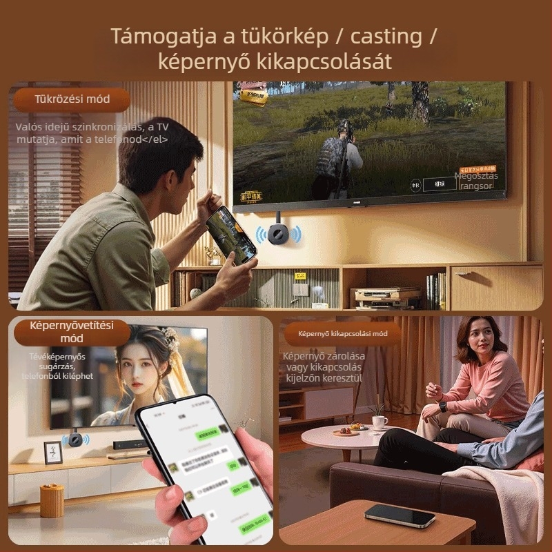 Vezeték nélküli képernyőtükröző adapter — G2 modell, HDMI, 1080p kimenet, RK3036 processzor, 128MB memória