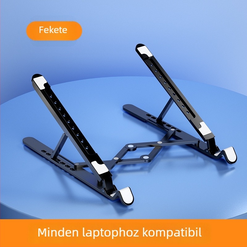 Laptop hűtőállvány beépített ventilátorral, állítható magasságú, függő keret, csendes, hordozható