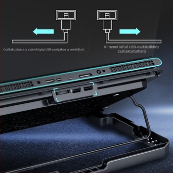 Fengchi Wuyue notebok hűtőalap gamer laptopokhoz, csendes levegő hűtés, 2 ventilátor, modell DCX-039