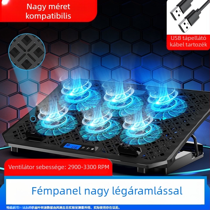 Fengchi Wuyue notebok hűtőalap gamer laptopokhoz, csendes levegő hűtés, 2 ventilátor, modell DCX-039