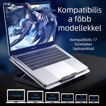 A18s laptop hűtő – alumínium ötvözet, levegő hűtés, 1 kg, kompatibil notebook/Ultrabook/Playbook