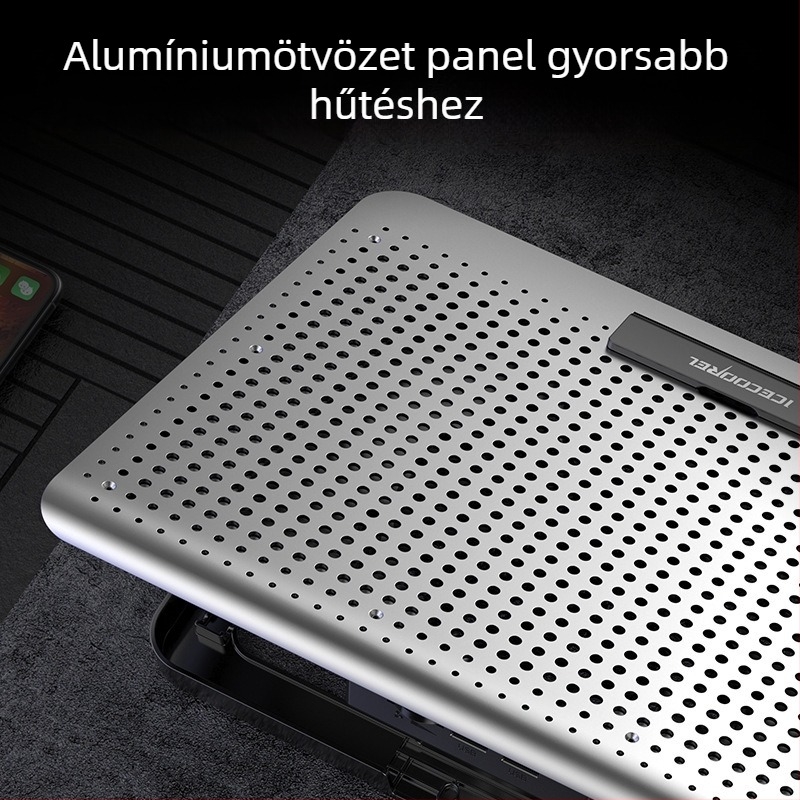 A18s laptop hűtő – alumínium ötvözet, levegő hűtés, 1 kg, kompatibil notebook/Ultrabook/Playbook