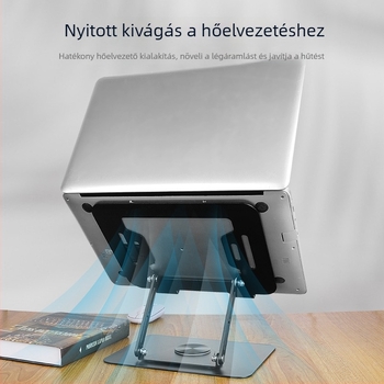 Laptop hűtő állvány, forgatható, állítható magasságú, anyag: szénacél, modell L25-C