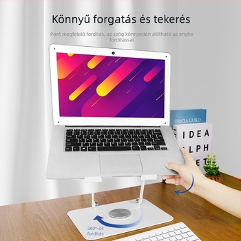 Laptop hűtő állvány, forgatható, állítható magasságú, anyag: szénacél, modell L25-C