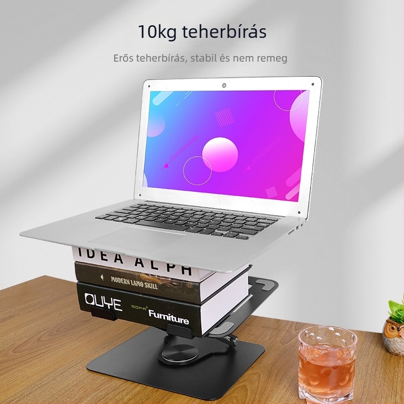 Laptop hűtő állvány, forgatható, állítható magasságú, anyag: szénacél, modell L25-C