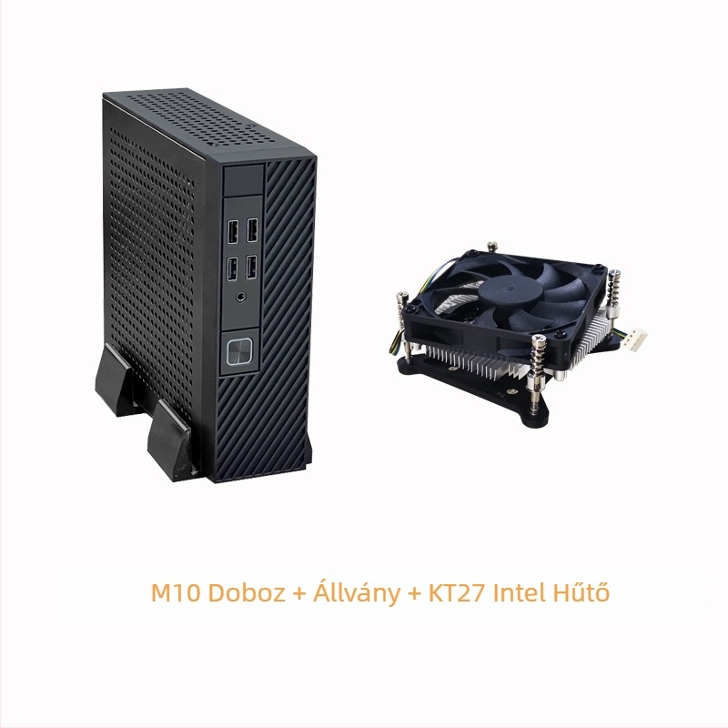 M10 Mini ITX HTPC ház, hideg-hengerelt acélból, elülső USB 2.0, ITX alaplap-kompatibilis, külső tápegység, függőleges vagy vízszintes telepítés