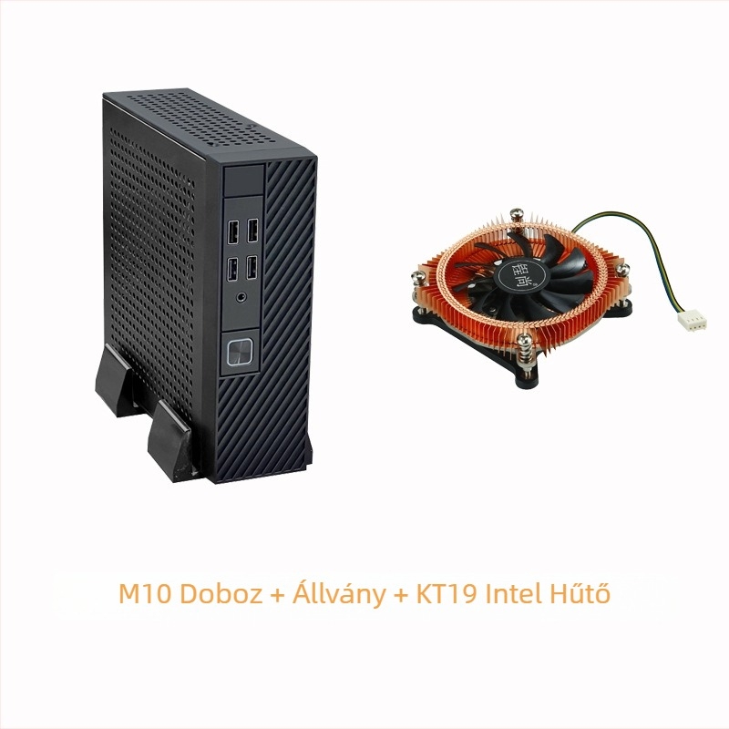 M10 Mini ITX HTPC ház, hideg-hengerelt acélból, elülső USB 2.0, ITX alaplap-kompatibilis, külső tápegység, függőleges vagy vízszintes telepítés