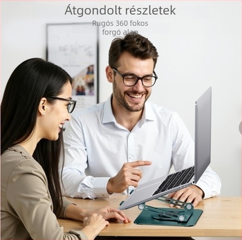 Rexon LS618 laptopállvány – fém, forgó, állítható magasságú és hűtő funkcióval