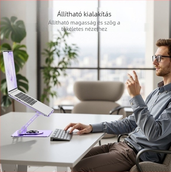 Rexon LS618 laptopállvány – fém, forgó, állítható magasságú és hűtő funkcióval