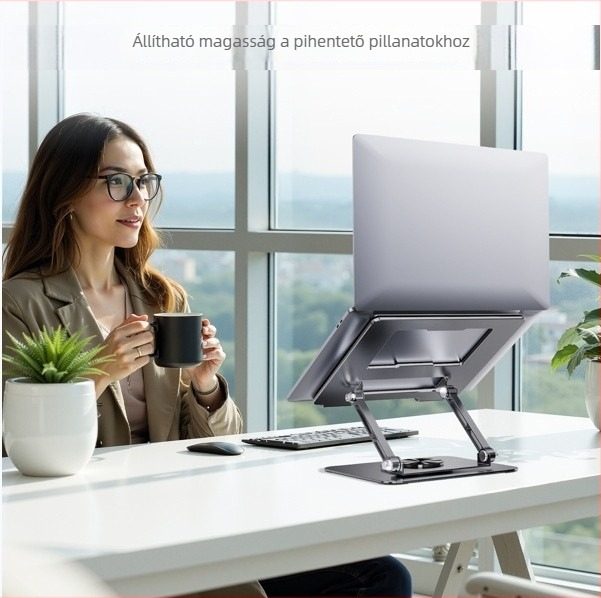 Rexon LS618 laptopállvány – fém, forgó, állítható magasságú és hűtő funkcióval