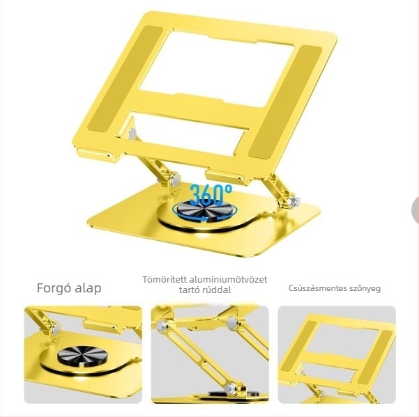 Rexon LS618 laptopállvány – fém, forgó, állítható magasságú és hűtő funkcióval