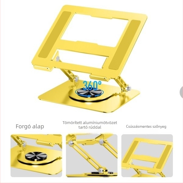 Rexon LS618 laptopállvány – fém, forgó, állítható magasságú és hűtő funkcióval