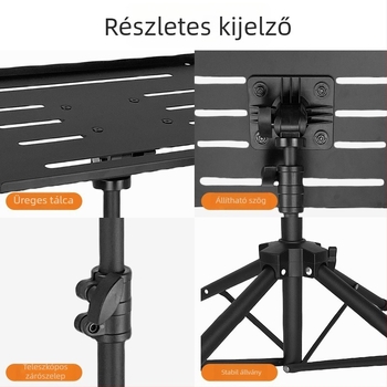 Alumínium ötvözetes projektor-tartó hűtőlemezzel, laptophoz, padlóra álló négylábú kivitel, modell T1017