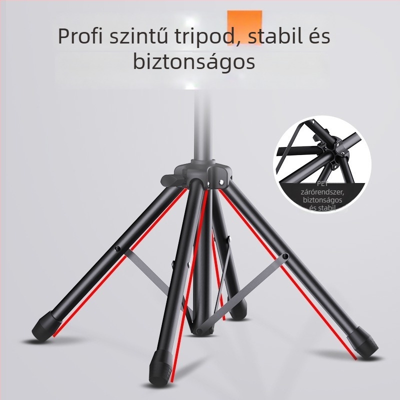 Alumínium ötvözetes projektor-tartó hűtőlemezzel, laptophoz, padlóra álló négylábú kivitel, modell T1017