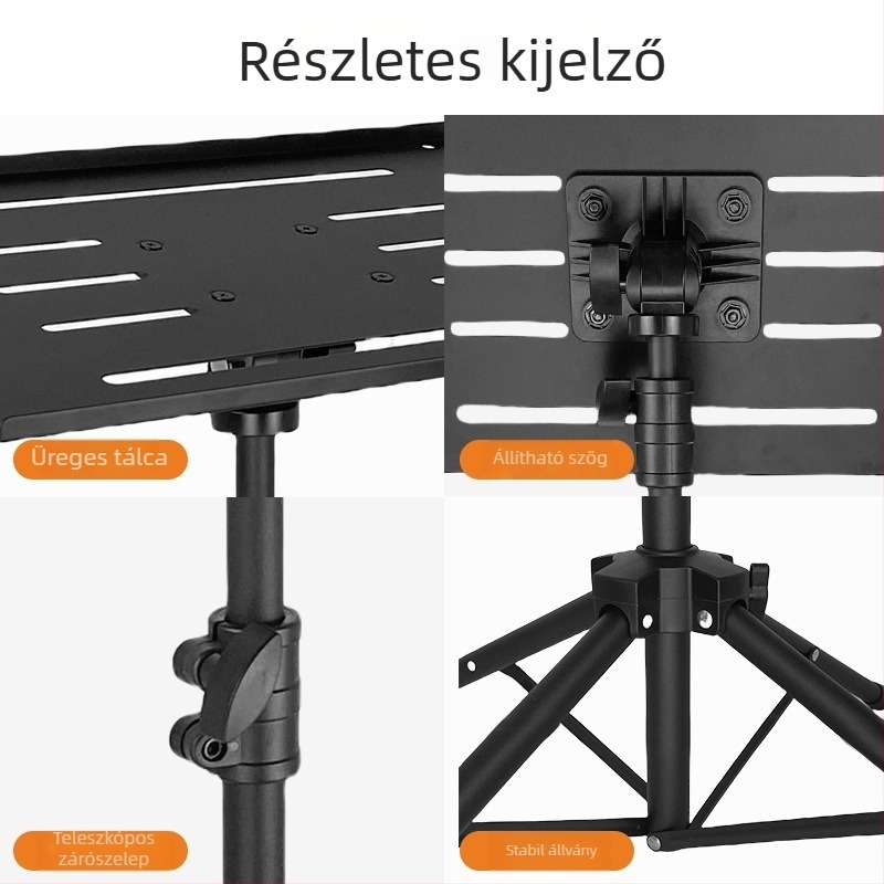 Alumínium ötvözetes projektor-tartó hűtőlemezzel, laptophoz, padlóra álló négylábú kivitel, modell T1017