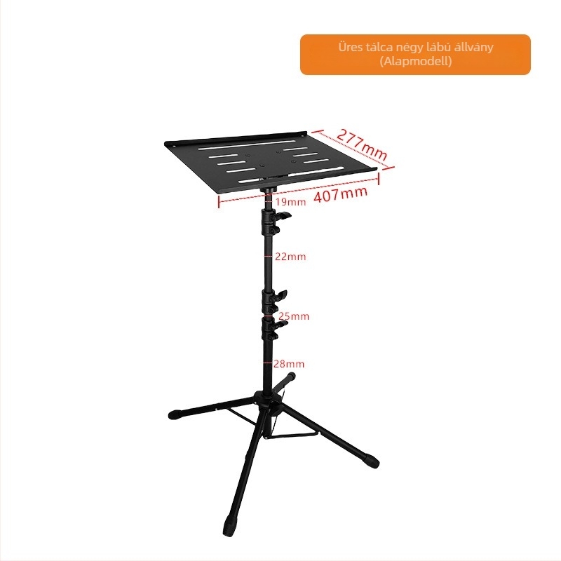 Alumínium ötvözetes projektor-tartó hűtőlemezzel, laptophoz, padlóra álló négylábú kivitel, modell T1017