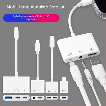 iPhone 11–14 OTG adapter 3,5 mm audio kábel – 2 az 1-ben