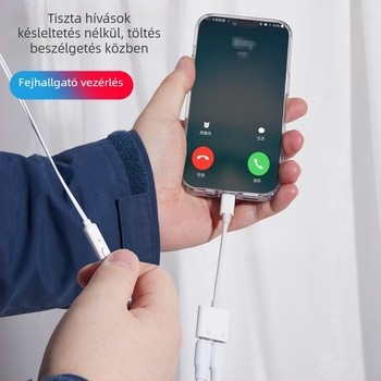 iPhone 11–14 OTG adapter 3,5 mm audio kábel – 2 az 1-ben