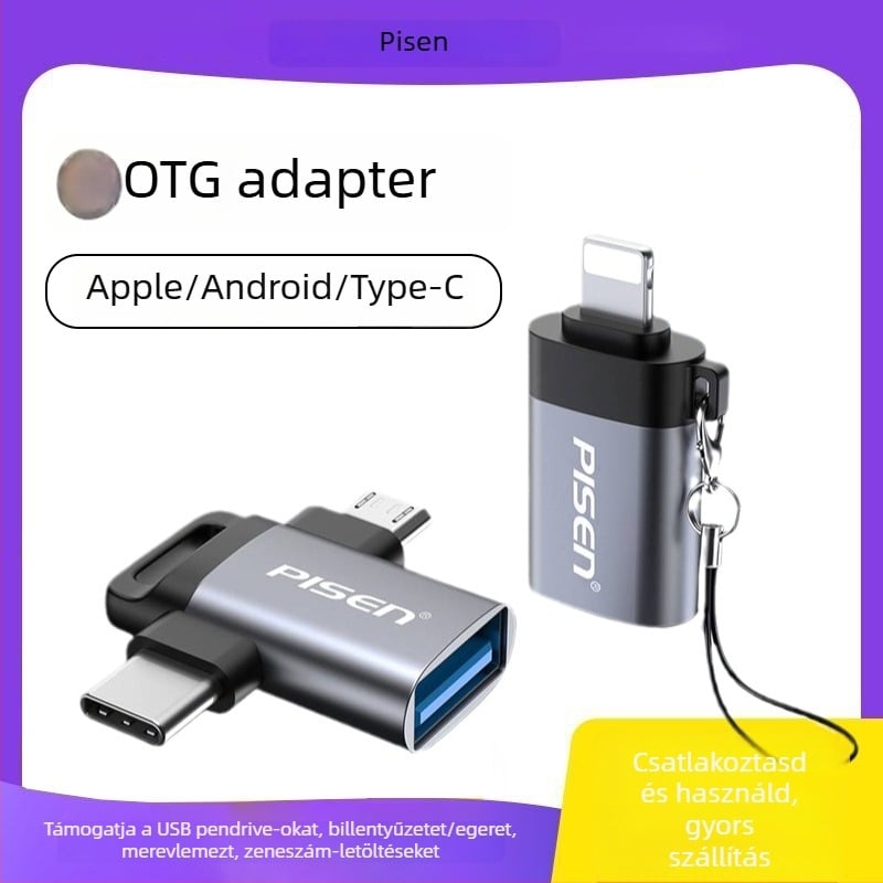 Pisen Lightning OTG adapter, Kétfunkciós, Univerzális kompatibilitás