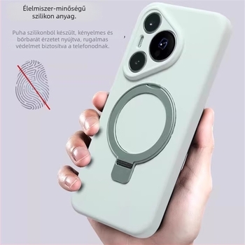 Huawei Pura70 Ultra folyadék-szilikon tok lencsetartóval és forgó mechanizmussal, kopásálló, ütésálló és ujjlenyomat-mentes