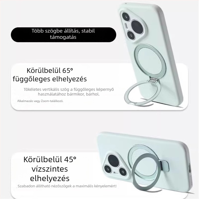 Huawei Pura70 Ultra folyadék-szilikon tok lencsetartóval és forgó mechanizmussal, kopásálló, ütésálló és ujjlenyomat-mentes