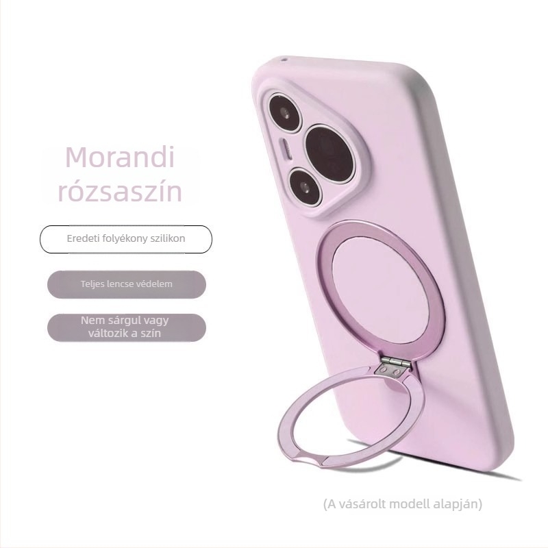 Huawei Pura70 Ultra folyadék-szilikon tok lencsetartóval és forgó mechanizmussal, kopásálló, ütésálló és ujjlenyomat-mentes