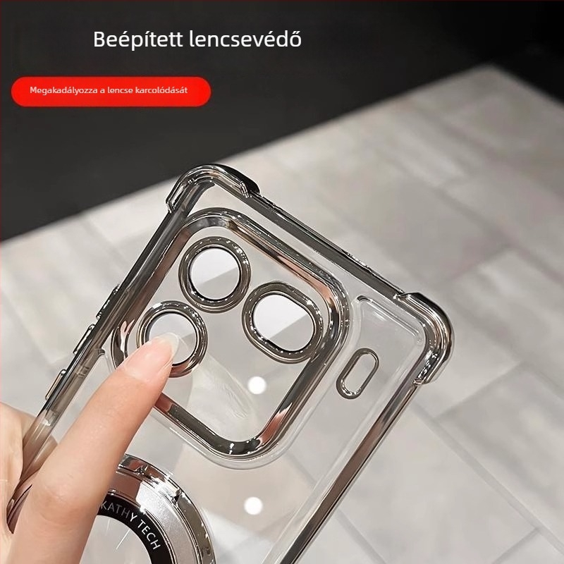 IQOO 12 Pro Vivo sorozathoz telefonvédő tok – átlátszó, ütésálló, akril tok, beépített lencsefilmmel és állvánnyal