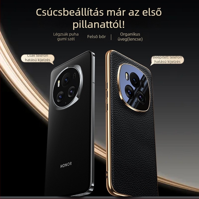 Valódi bőrből készült telefon tok elektropolírozott bevonattal, all-inclusive üzleti stílusban, Glory modellhez, hőelvezetés, kopásállóság és zuhanás elleni védelem.