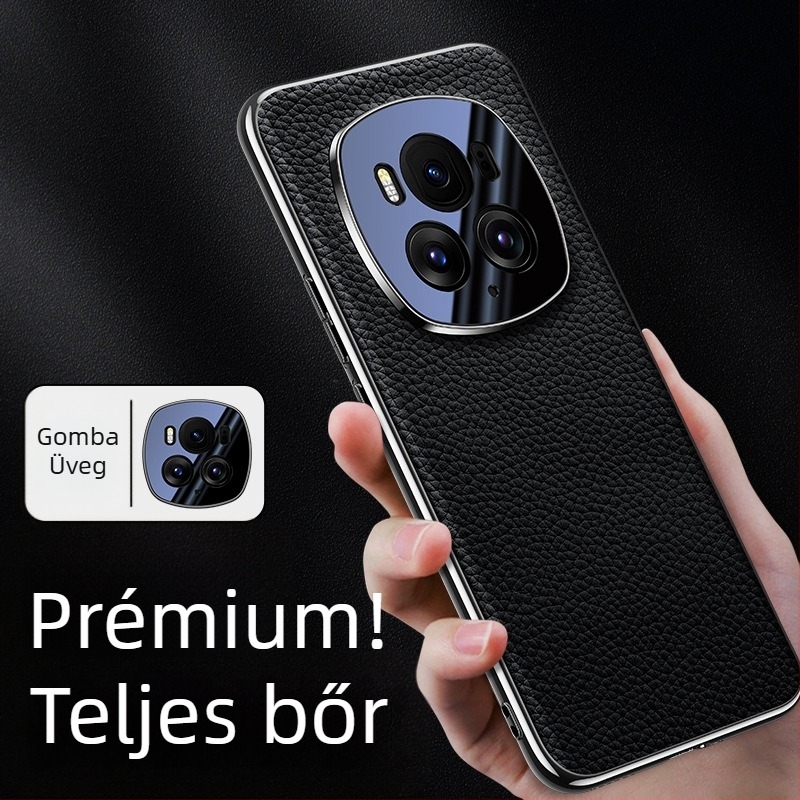 Valódi bőrből készült telefon tok elektropolírozott bevonattal, all-inclusive üzleti stílusban, Glory modellhez, hőelvezetés, kopásállóság és zuhanás elleni védelem.
